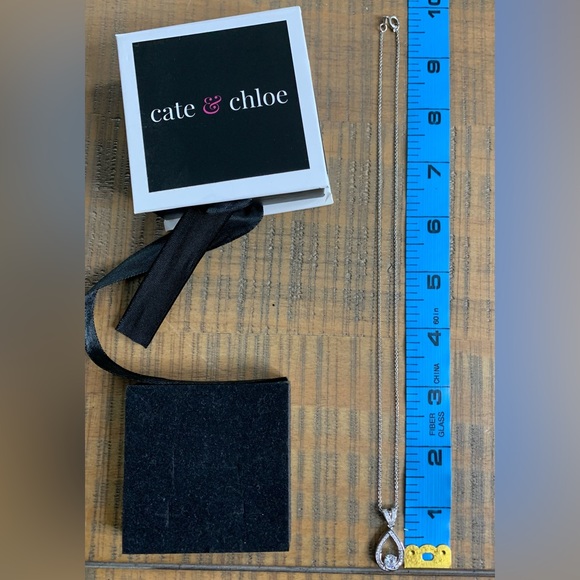 3/$30 Cate & Chloe 18k White Gold Halo Pendant Necklace CZ Crystal Teardrop - Picture 13 of 15